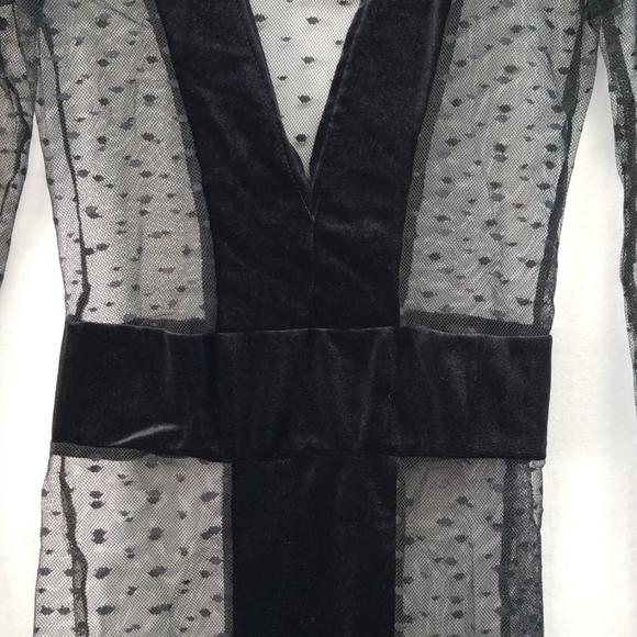 Velour & Mesh Contrast Mini Dress - Picture 4 of 8